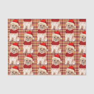 Red Plaid and Christmas Cairn Dog Lover Holiday Tissue Paper