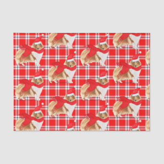 Red Plaid and Christmas Rough Collie Lover Holiday Tissue Paper