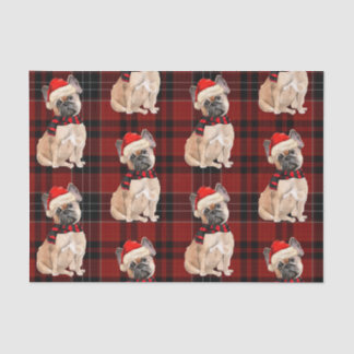 Red Plaid and French Bulldog Christmas Tissue Paper