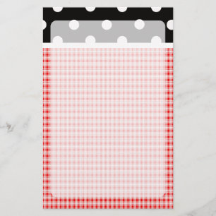 Red Plaid and Polka Dots Stationery