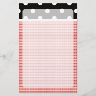 Red Plaid and Polka Dots Stationery