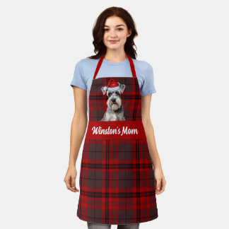Red Plaid and Schnauzer Dog Christmas Apron