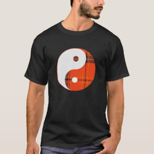 Red Plaid and White Yin Yang T-Shirt