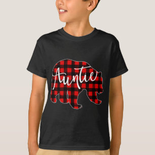 Red Plaid Auntie Bear Matching Family Christmas Ev T-Shirt
