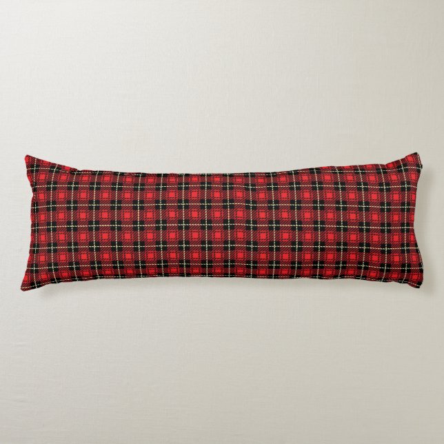Red Plaid Background Body Pillow (Front)