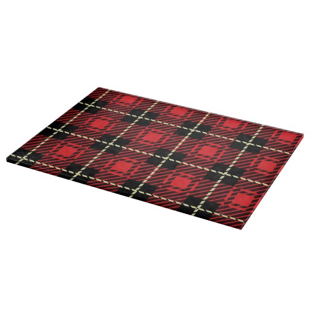 Red Plaid Background Cutting Board (Corner)
