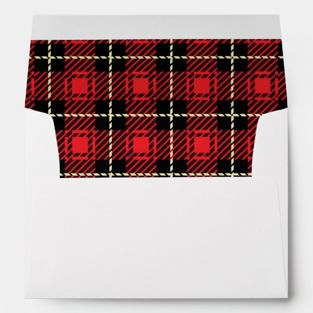 Red Plaid Background Envelope (Back (Bottom))