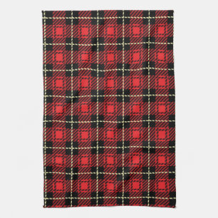 Red Plaid Background Kitchen Towel