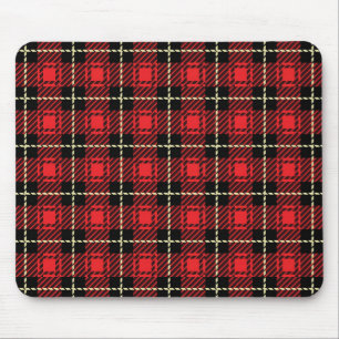 Red Plaid Background Mouse Pad