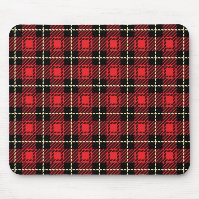 Red Plaid Background Mouse Pad (Front)