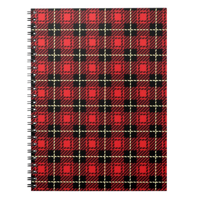 Red Plaid Background Notebook (Front)