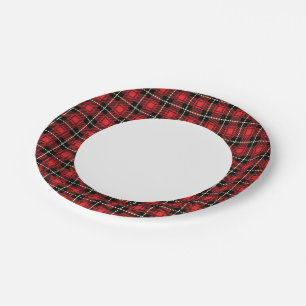 Red Plaid Background Paper Plate