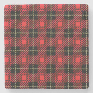 Red Plaid Background Stone Coaster