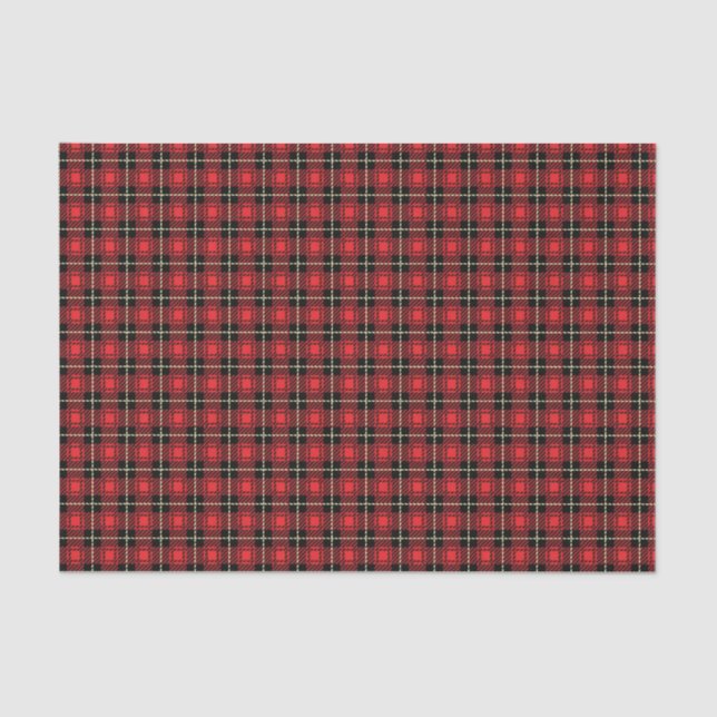 Red Plaid Background Tissue Paper (Front)