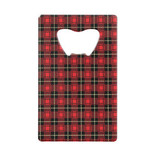 Red Plaid Background Wallet Bottle Opener
