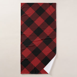 Red Plaid Bath Towels