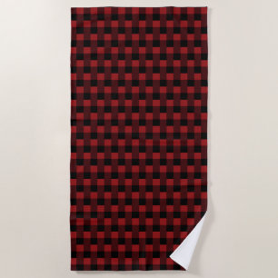 Red Plaid Beach Towel