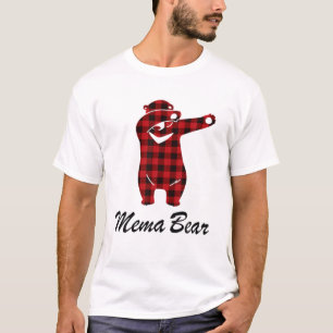 Red Plaid Bear Dabbing Christmas Pajama Mema T-Shirt