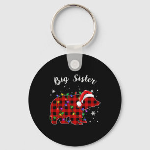 Red Plaid Big Sister Bear Buffalo Family Pajama Ch Keychain