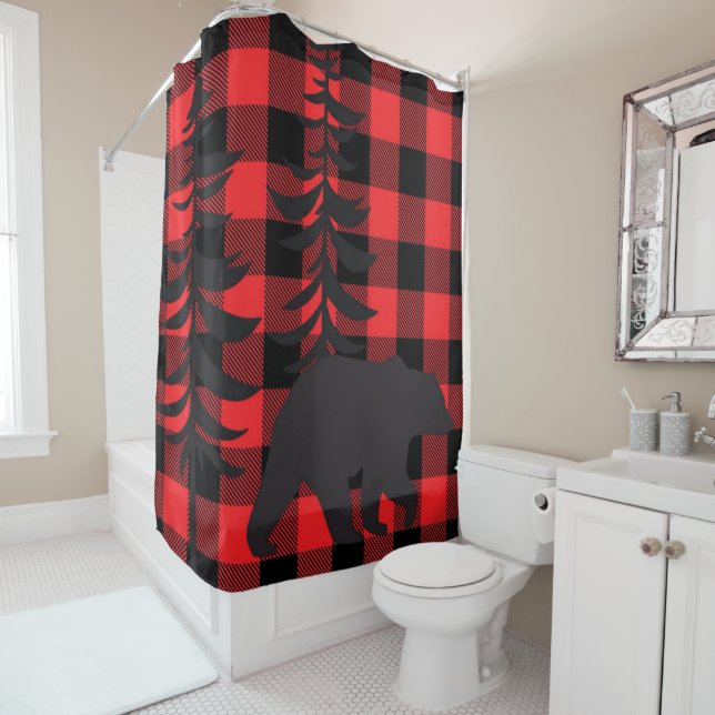 Red Plaid Black Bear Silhouette (In Situ)