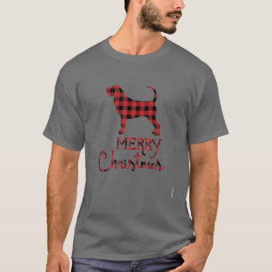 Red Plaid Bloodhound Lover Christmas Matching Fami T-Shirt