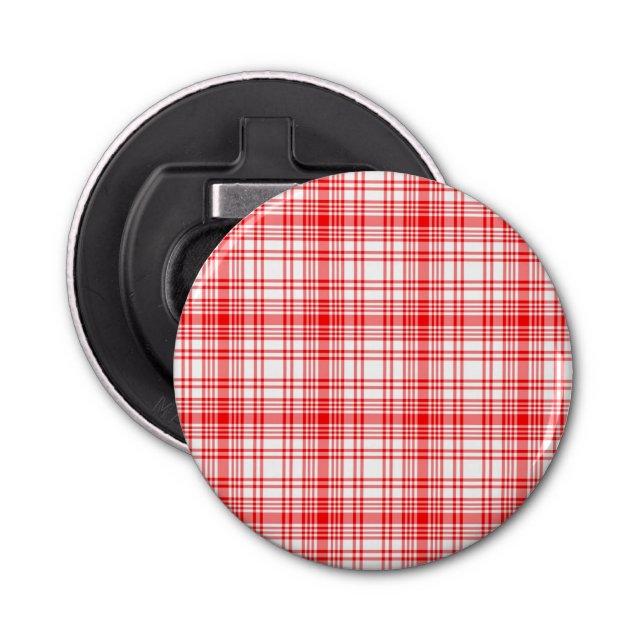 Red Plaid Bottle Opener (Front)