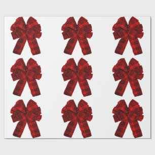 Red Plaid Bows Wrapping Paper