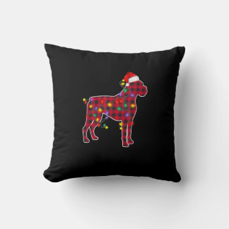 Red Plaid Boxer Dog Christmas Pyjamas Family Xmas Throw Pillow