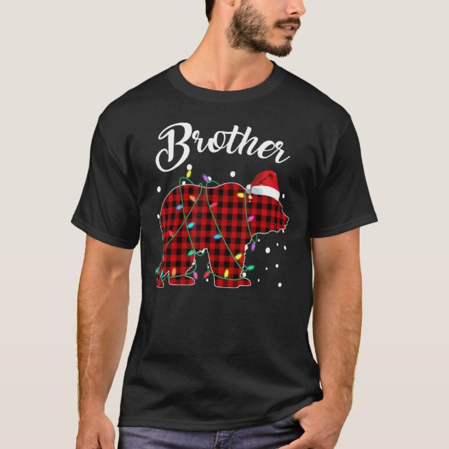 Red Plaid Brother Bear Matching Buffalo Pajama T S T-Shirt (Front)