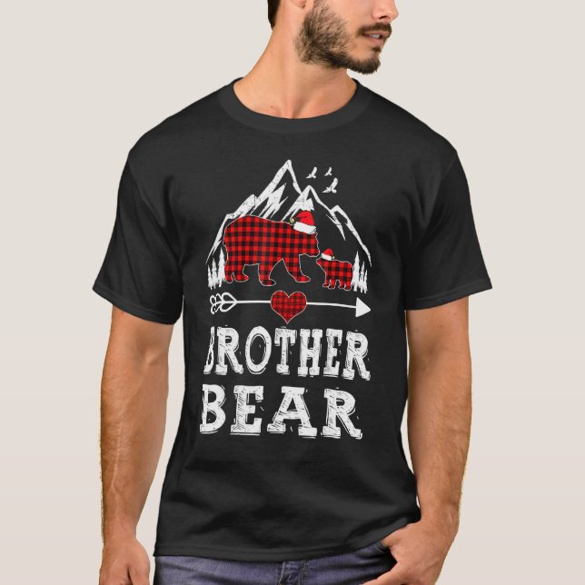 Red Plaid Brother Bear Matching Pajama Family 1 T-Shirt (Front)