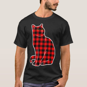 Red Plaid Buffalo Cat Christmas Pyjamas Girls T-Shirt