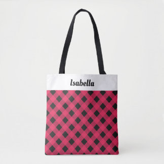 Red Plaid Buffalo Check Christmas Shopping Custom Tote Bag