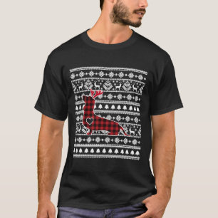 Red Plaid Buffalo Dachshund Dog Christmas Pajamas T-Shirt
