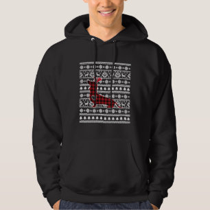 Red Plaid Buffalo Dachshund Dog Christmas Pyjamas  Hoodie