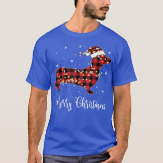 Red Plaid Buffalo Dachshund Merry Christmas Pajama T-Shirt