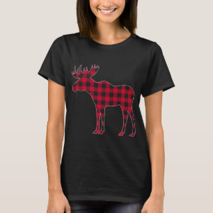 Red Plaid Buffalo Moose Christmas Matching Family  T-Shirt