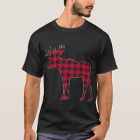Red Plaid Buffalo Moose Christmas Matching Family