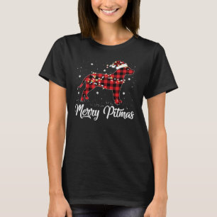Red Plaid Buffalo Pitbull Merry Pitmas Pit Bull Ch T-Shirt