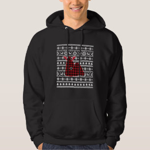 Red Plaid Buffalo Pomeranian Dog Christmas Pajamas Hoodie