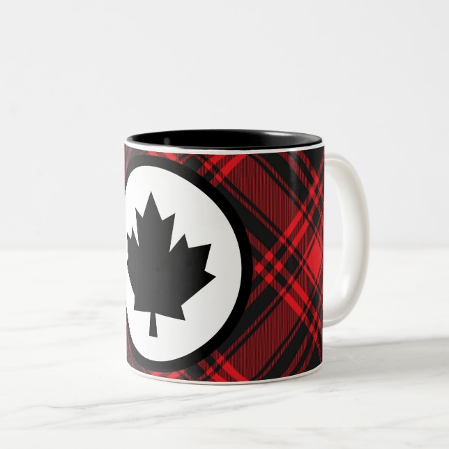 Red Plaid Canada Two-Tone Mug (Front Right)