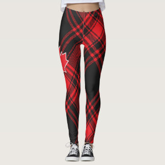 "Red Plaid Canada" Women's Leggings