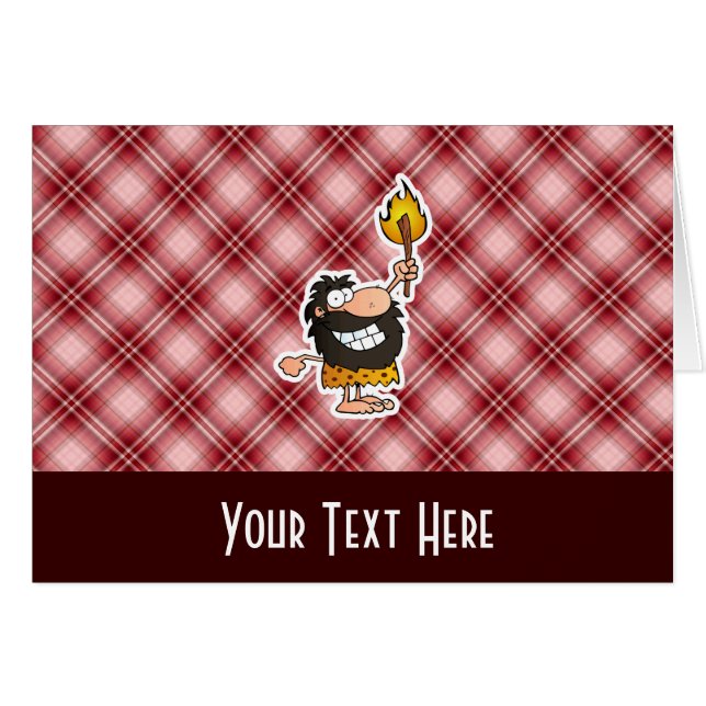 Red Plaid Cartoon Caveman (Front Horizontal)