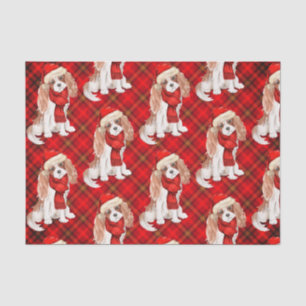 Red Plaid Cavalier King Charles Dog Christmas Tissue Paper
