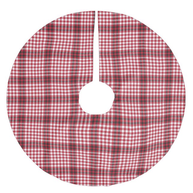 Red Plaid Chequered Tartan Texture Brushed Polyester Tree Skirt (Front)