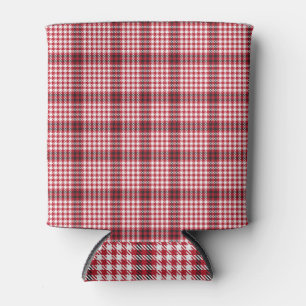Red Plaid Chequered Tartan Texture Can Cooler
