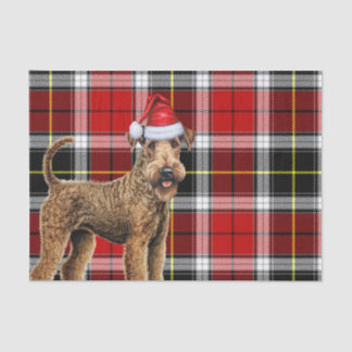 Red Plaid Christmas Airedale Terrier Dog Holiday Tissue Paper