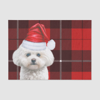 Red Plaid Christmas Coton de Tulear Dog Tissue Paper