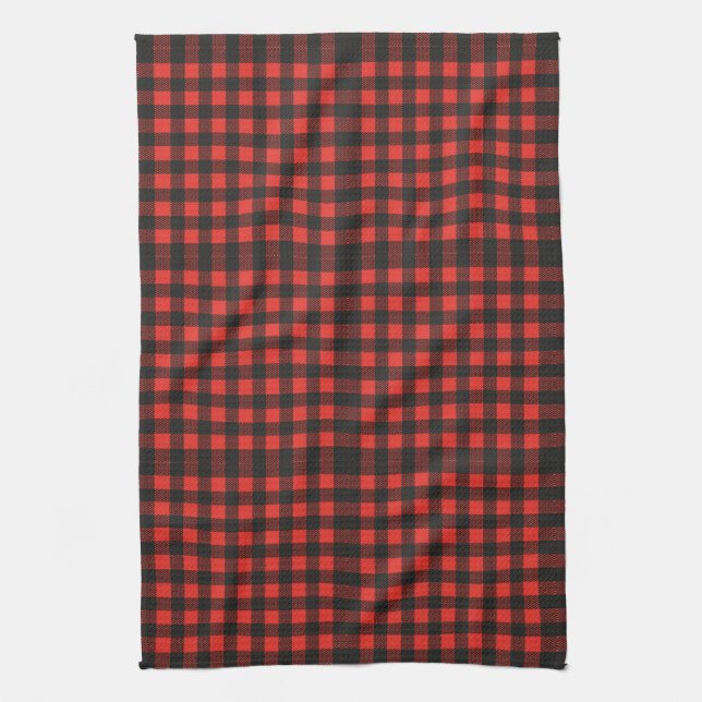 Red Plaid Christmas Decor Kitchen  Towel (Vertical)
