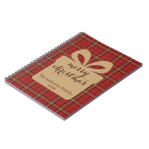 Red Plaid Christmas Festive Pattern - Notebook