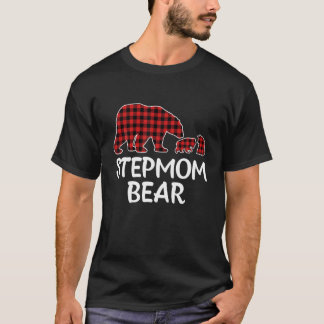 Red Plaid Christmas Pajama Stepmom Bear Matching F T-Shirt